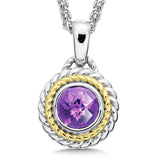 Sterling Silver with18KY Amethyst Pendant