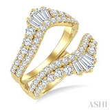 14K Yellow Gold Diamond  Baguette and Round Cut Insert Ring Guard, 2.00 Carat TW