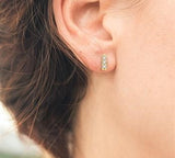 10K Yellow Gold Petite Diamond Bar Earrings, 0.07 Carat TW
