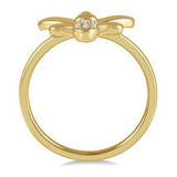 Yellow Gold Bumble Bee Round Cut Petite Fashion Ring, 0.06 carat tw