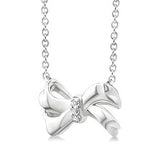 Sterling Silver Diamond Bow Tie Necklace, 0.02Carat TW