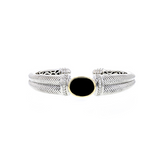 .33 CTW Sterling Silver/14KY Gold Accent  Onyx and Diamond Bracelet