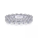 14K White Gold Oval Diamond Eternity Band, 5.50 Carats tw