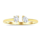 14K Yellow Gold Open Diamond Toi Et Moi Fashion Ring, 0.30 Carat TW