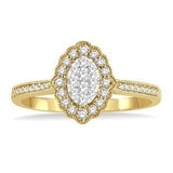 14K Yellow Gold Diamond Oval Fashion Ring, 0.30 Carat TW