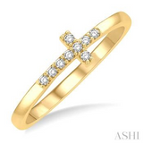 10K Yellow Gold Diamond Cross Ring, 0.10Carat TW