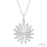 10K White Gold Diamond Diamond Circle Fluted Fashion Pendant, 0.20Carat TW