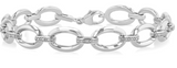 Sterling Silver Oval Link Diamond Bracelet, 0.10 Carat TW