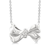 Sterling Silver Diamond Bow Tie Necklace, 0.02Carat TW