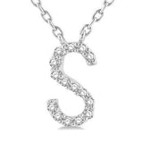 10K White Gold Initial "S" Necklace w/ 0.05 ctw
