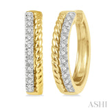 14K Yellow Gold Rope Diamond Hoop Earrings w/ 0.25 ctw