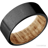 8 mm wide Flat Zirconium Band featuring a Whiskey Barrel Sleeve