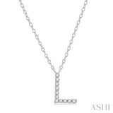 10K White Gold Diamond Initial Necklace 