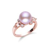 14KR Natural Pink FW Cultured Pearl, Morganite & Diamond Ring