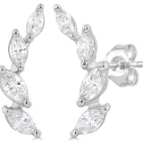 14K White Gold  Marquee Curved Stud Earrings, 0.50Carat TW