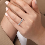 14K White Gold .78Carat TW 11 Stone French Pave' Diamond Wedding Band