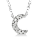 10K White Gold Crescent Petite Diamond Necklace, 0.06 Carat TW