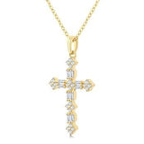 14K Yellow Gold Diamond Cross Pendant, 0.30Carat TW