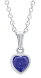 Sterling Silver Sapphire Heart Pendant w/ Chain