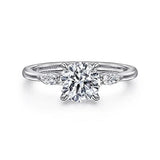 14K White Gold Semi-Mount Diamond Engagement Ring with 0.17 ct tw Accent Diamonds