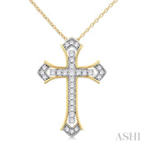14K Yellow/White Gold Cross Pendant with 0.25Carat TW
