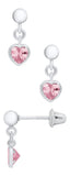 Sterling Silver Dangle Pink CZ Earrings