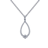 Sterling Silver Diamond CZ Tear Drop Pendant w/ 0.21 ctw, 18