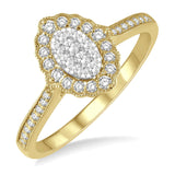 14K Yellow Gold Diamond Oval Fashion Ring, 0.30 Carat TW