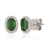 14K Vanilla Gold Earrings w/ 0 .70 Carat Emeralds and 0.13 Carat Dia TW