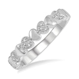 Sterling Silver Diamond Round Mini Heart Ring, 0.50 CTW