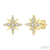 10K Yellow Gold Diamond Star Stud Earrings, 0.10 Carat