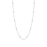 Sterling Silver Adjustable Station Necklace with 0.20 Carat TW CZ's