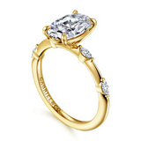 14K Yellow Gold 2.0Carat Diamond Marquise Center with .16 Carat TW Diamonds