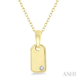 10KY .02 CTW  Diamond Tag Pendant