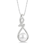 White Gold Pearl and Diamond Fashion Pendant