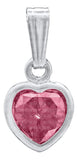 Sterling Silver October Birthstone Heart Pendant with Chain