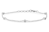 14K White Gold Double Sided Illusion Bezel Set Diamond Station Bracelet,  0 .15 Carat TW