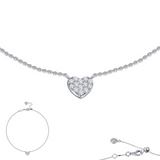 Sterling Silver Mini Heart Anklet 10", 0.38 Carat CZ TW