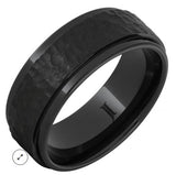 Black Diamond Ceramic Ring With Moon Crater Finish