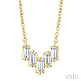 14K Yellow Gold Diamond Baguette Shape Necklace, 0.25Carat TW