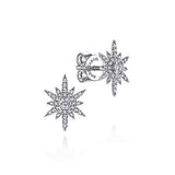 14K White Gold Diamond Elongated Starburst Stud Earrings, 0.37 Carat TW