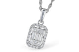 14K White Gold Baguette and Round Diamond Pendant, 0.37 Carat TW