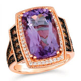 14KR Amethyst & Diamond Cocktail Ring w/ 6.9 ct Am. & 0.69 ctw Dia.