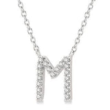 10K White Gold Diamond Initial "M" Pendant w/ 0.06 Carat TW