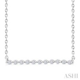 Sterling Silver Petite Bar Round Cut Diamond Pendant, 0.10Carat TW