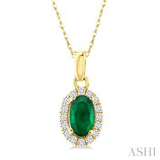 10KY Diamond and Emerald Pendant w/ 0.06 ctw
