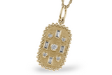 14K yellow Gold Diamond Beaded Framed Pendant, 0.33Carat TW