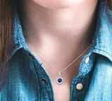 10KW Diamond and Sapphire Pendant w/ 0.05 ctw & 18"