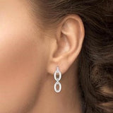 Sterling Silver Bold Open Link Diamond Earrings, 0.08 Carat TW