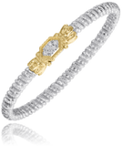 Sterling Silver/14K Yellow Gold 4MM Diamond Fashion Bracelet .09Carat Tw